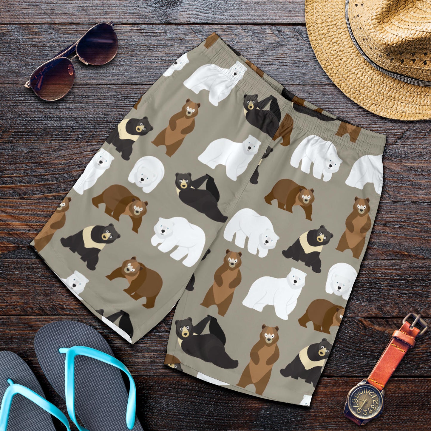 Bear Pattern Print Design BE03 Mens Shorts