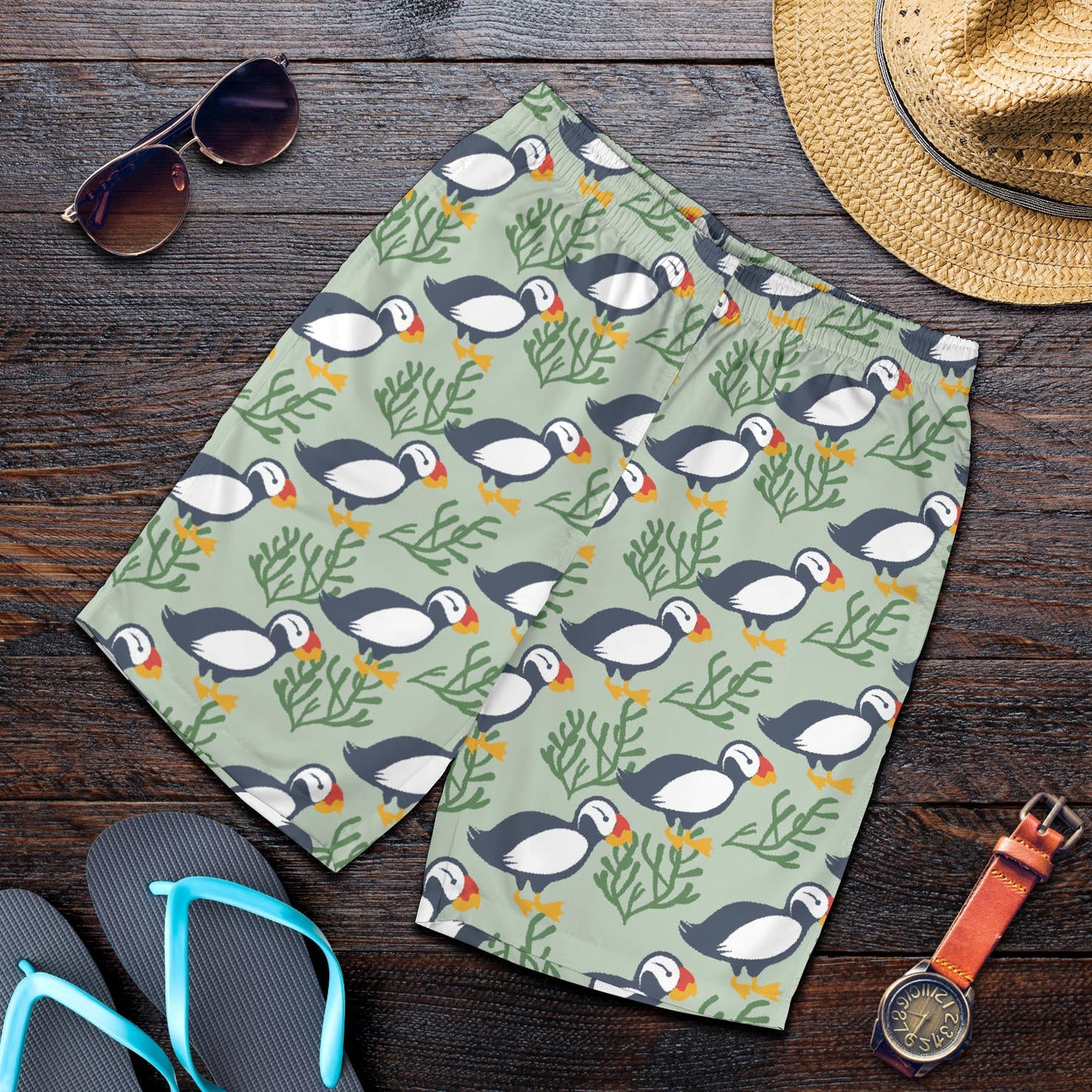 Puffin Pattern Print Design A04 Mens Shorts