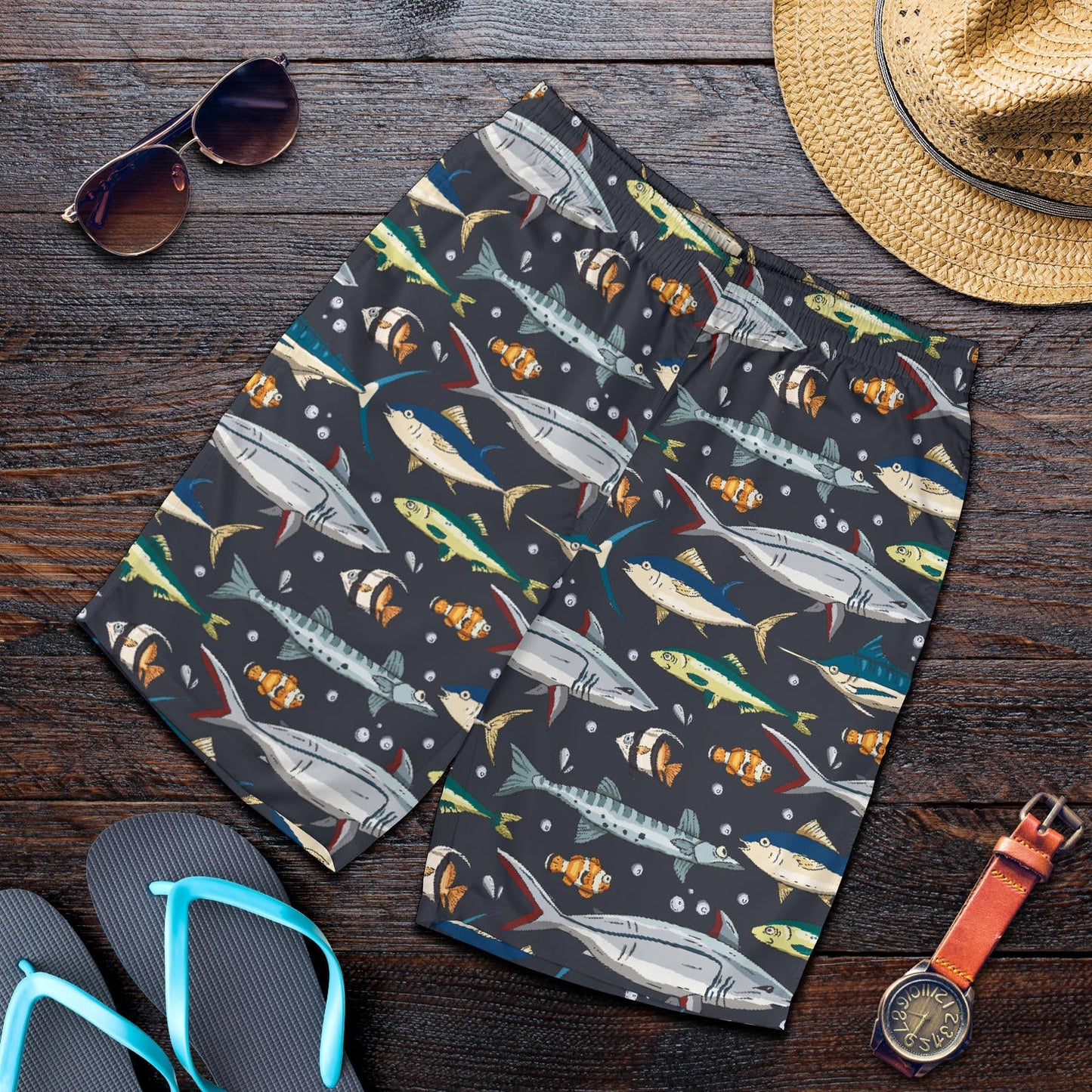 Swordfish Pattern Print Design 04 Mens Shorts