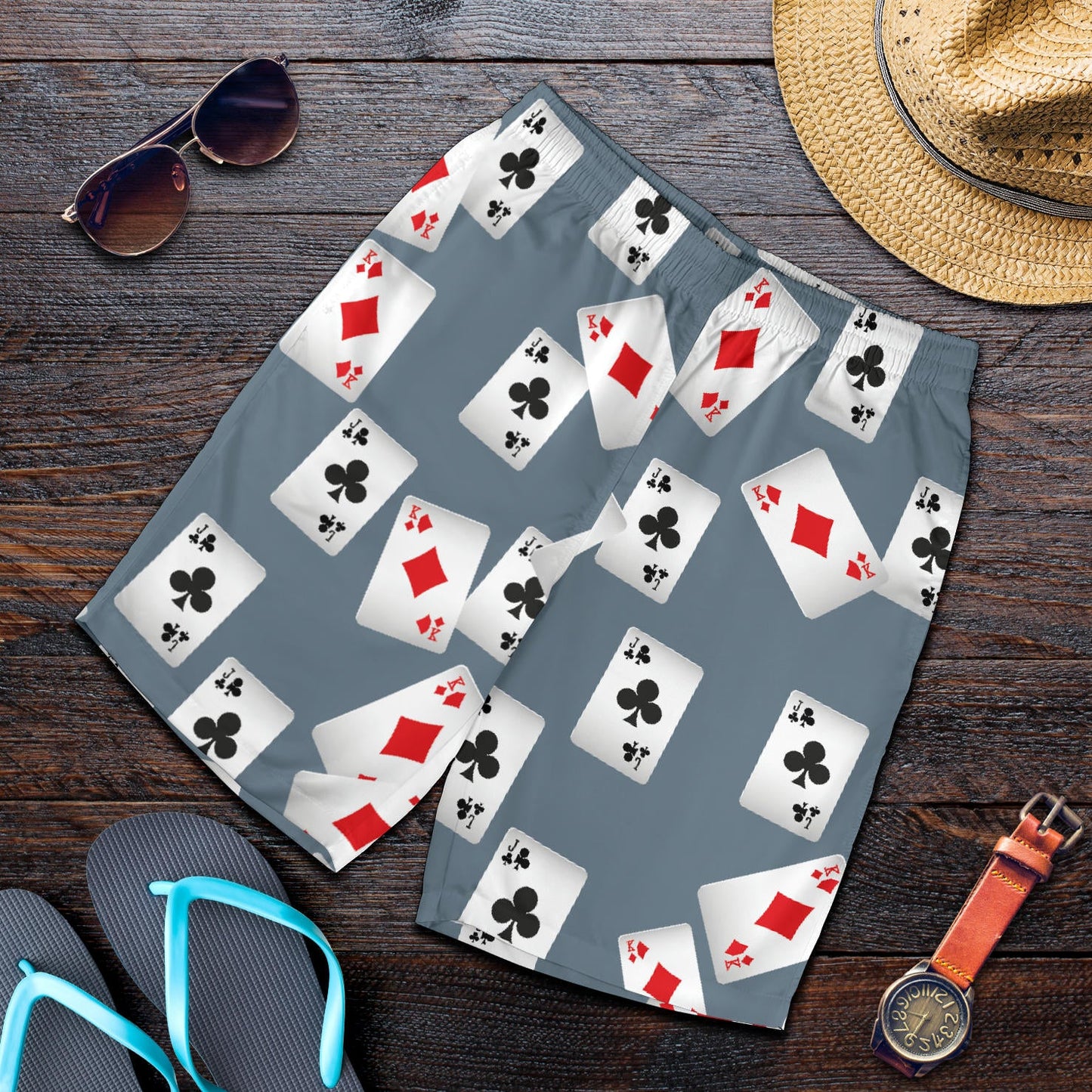 Poker Cards Pattern Print Design A05 Mens Shorts