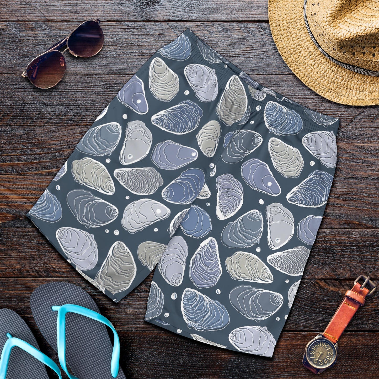 Oyster Pattern Print Design 02 Mens Shorts