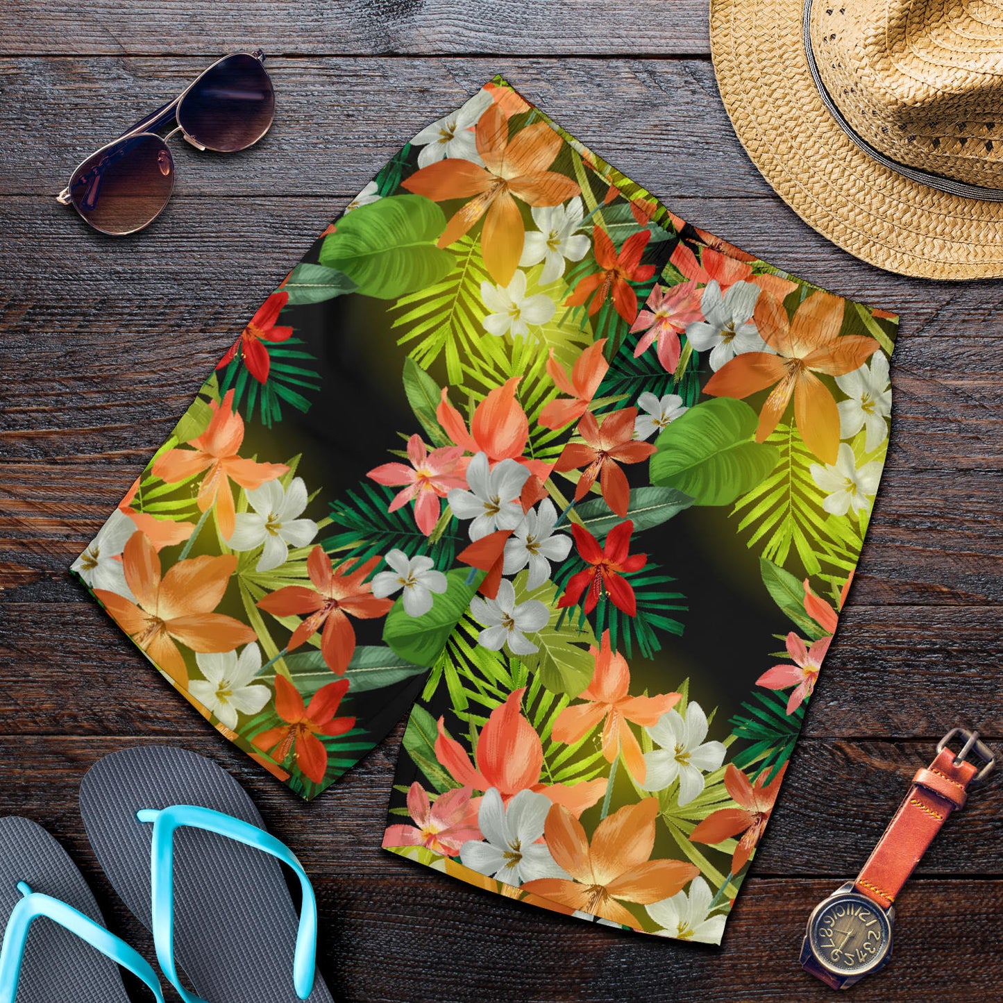 Amaryllis Pattern Print Design AL07 Mens Shorts