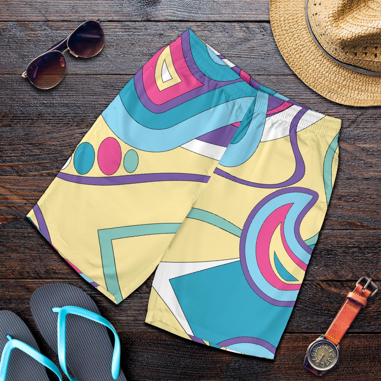 Funky Retro Pattern Print Design A01 Mens Shorts
