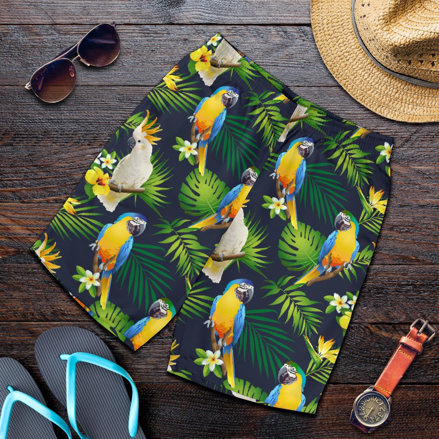 Parrot Pattern Print Design A03 Mens Shorts