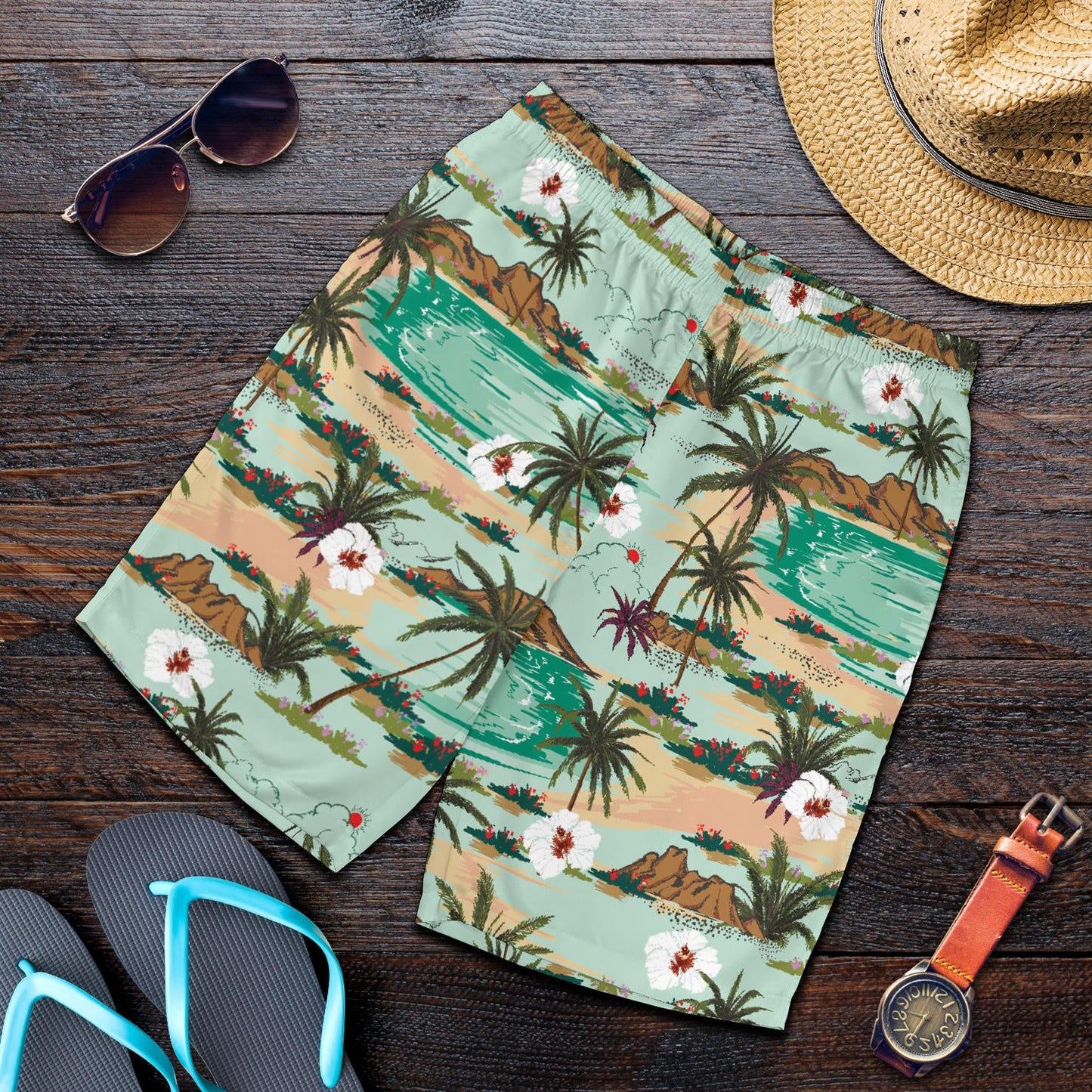 Pacific island Pattern Print Design A03 Mens Shorts