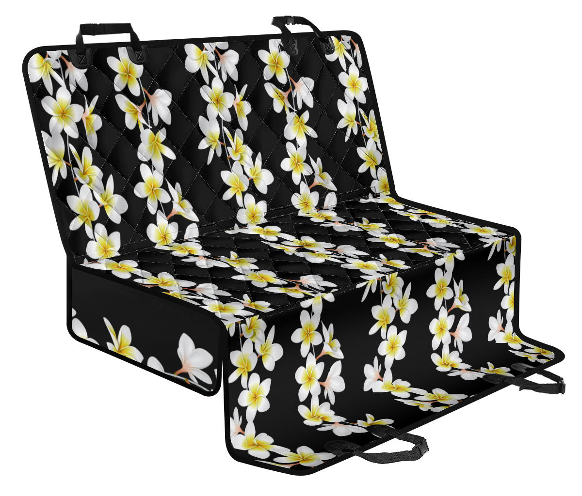 White Plumeria Pattern Print Design PM08 Rear Dog Seat Cover