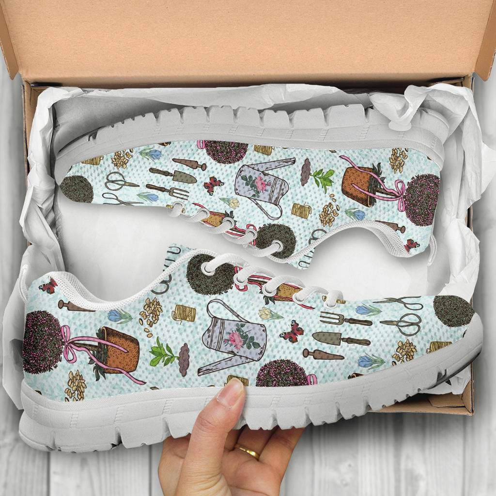 Gardening Pattern Print Design G01 Sneakers White Bottom Shoes