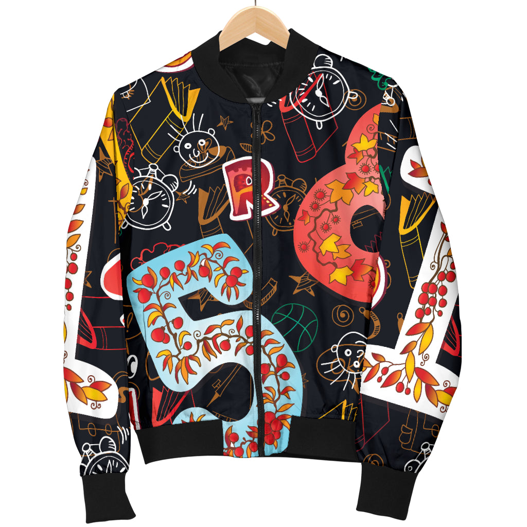 Number Pattern Print Design A03 Women's Bomber Jacket