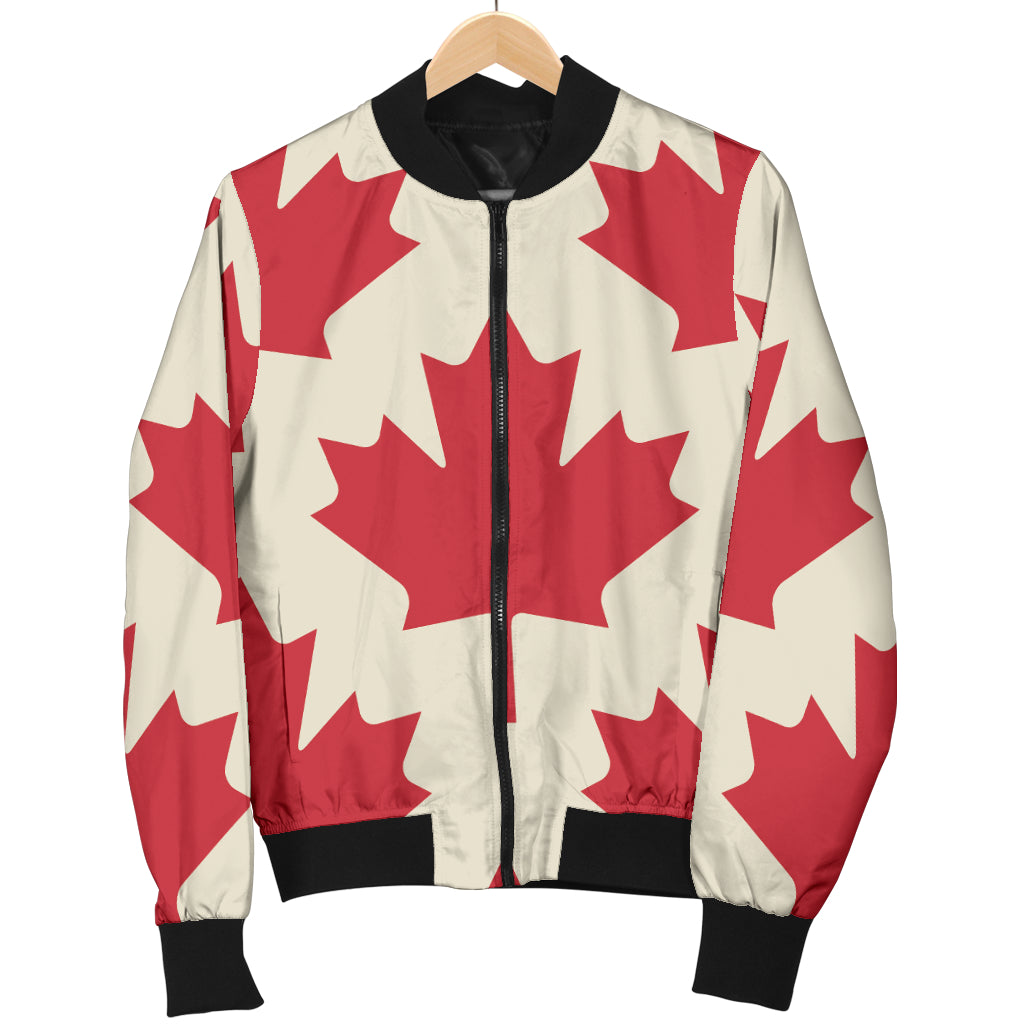 Maple Leaf Pattern Print Design 03 Women's Bomber Jacket