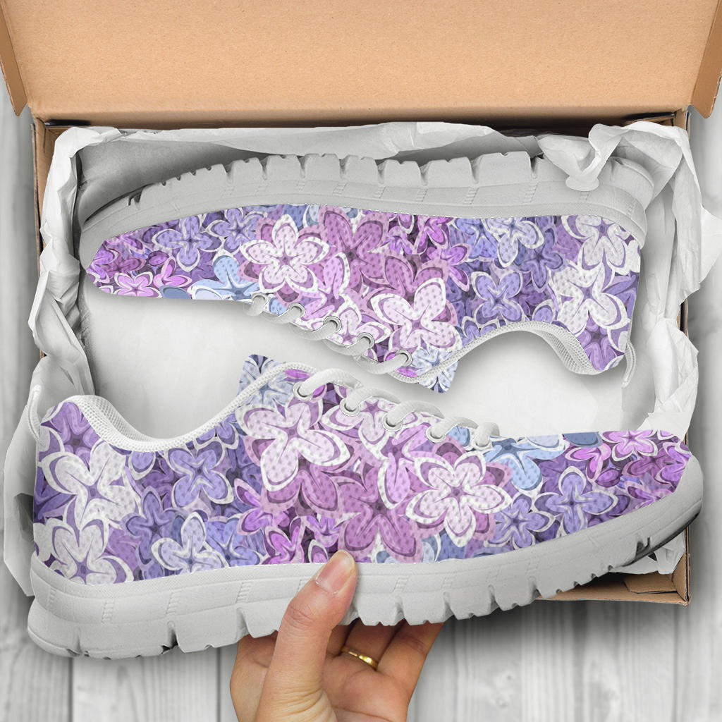 Lilac Pattern Print Design LI01 Sneakers White Bottom Shoes