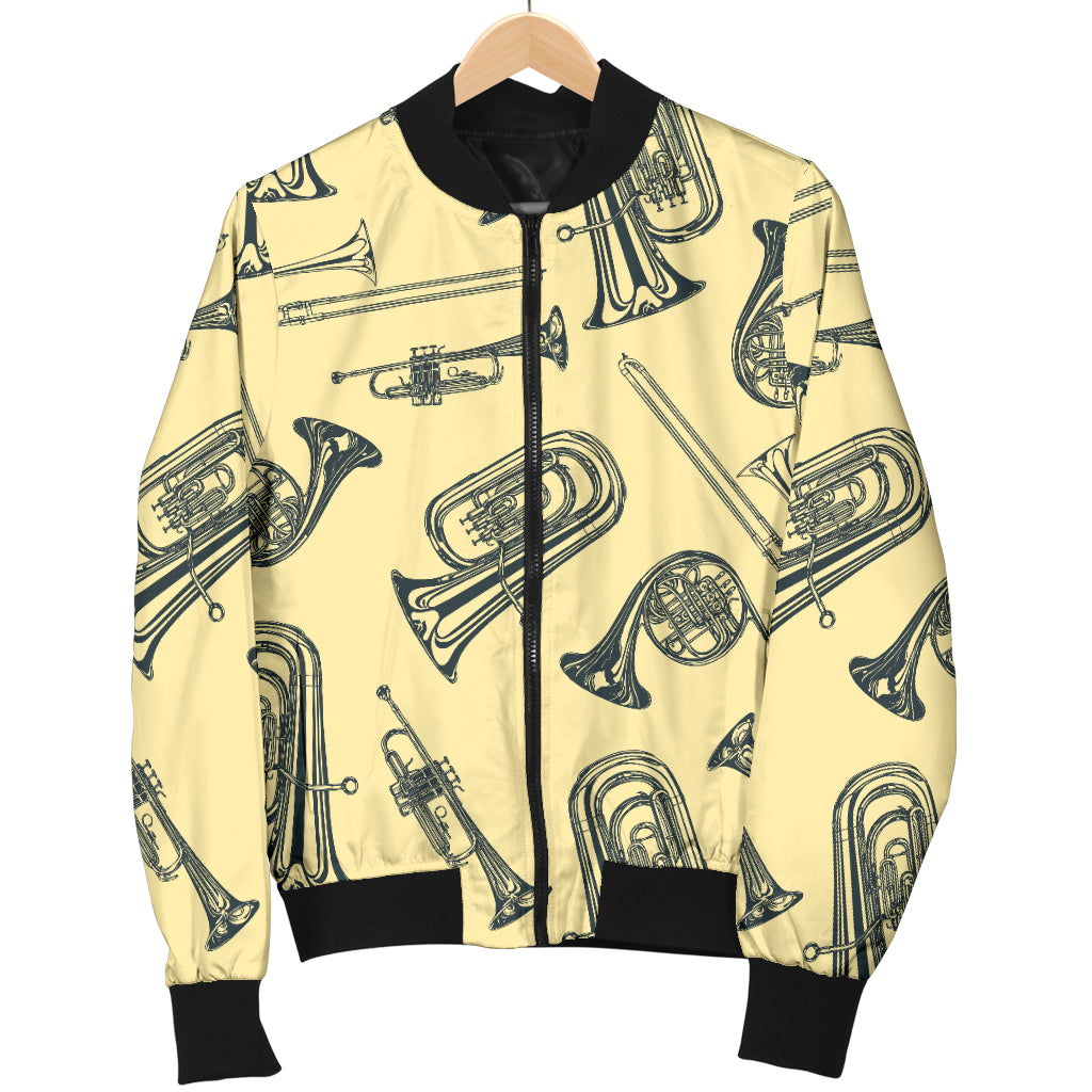 Tuba Pattern Print Design 01 Women's Bomber Jacket