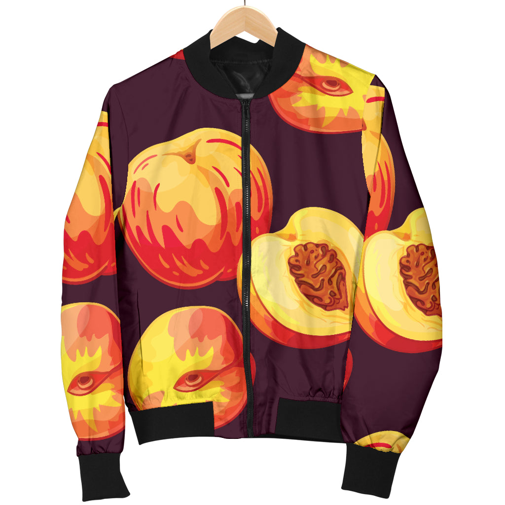 Peach Pattern Print Design A04 Women's Bomber Jacket