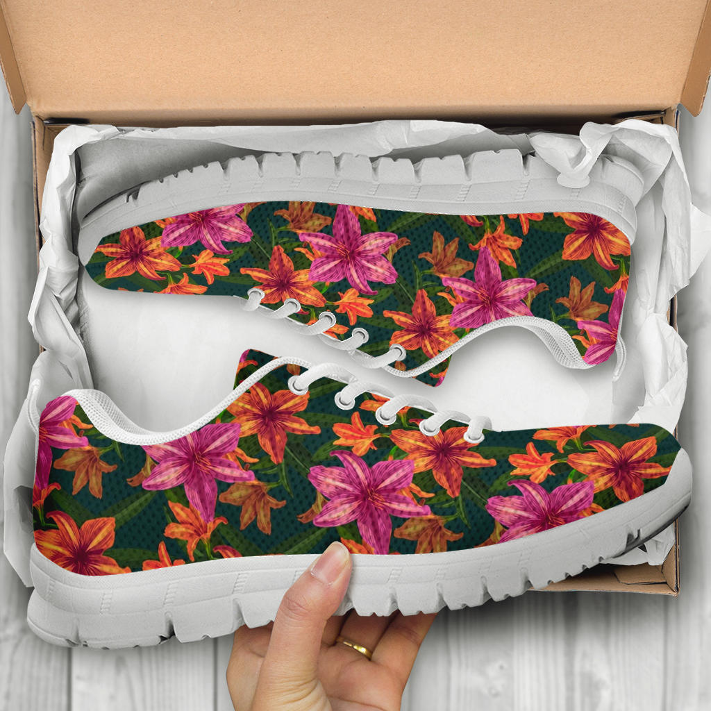 Amaryllis Pattern Print Design AL01 Sneakers White Bottom Shoes