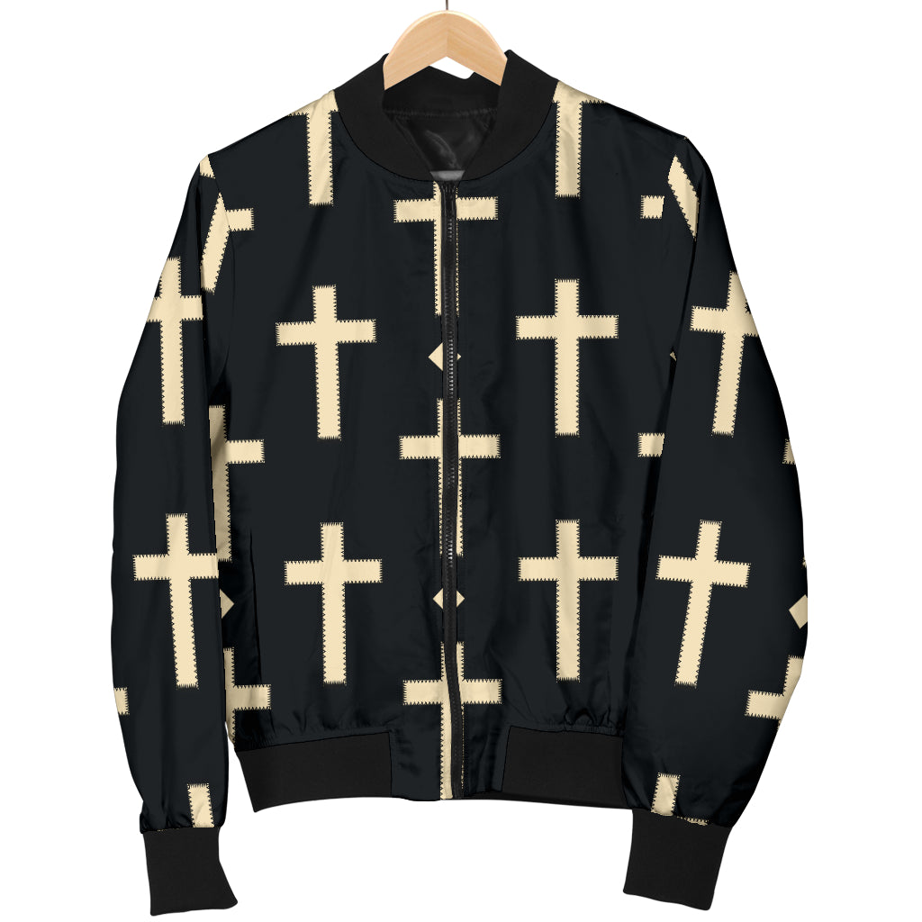 Cross Pattern Print Design 03 Women's Bomber Jacket