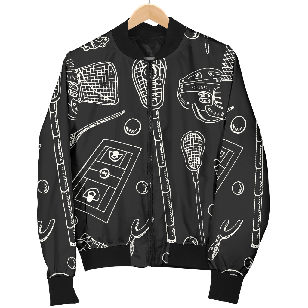 Lacrosse Pattern Print Design 01 Women's Bomber Jacket