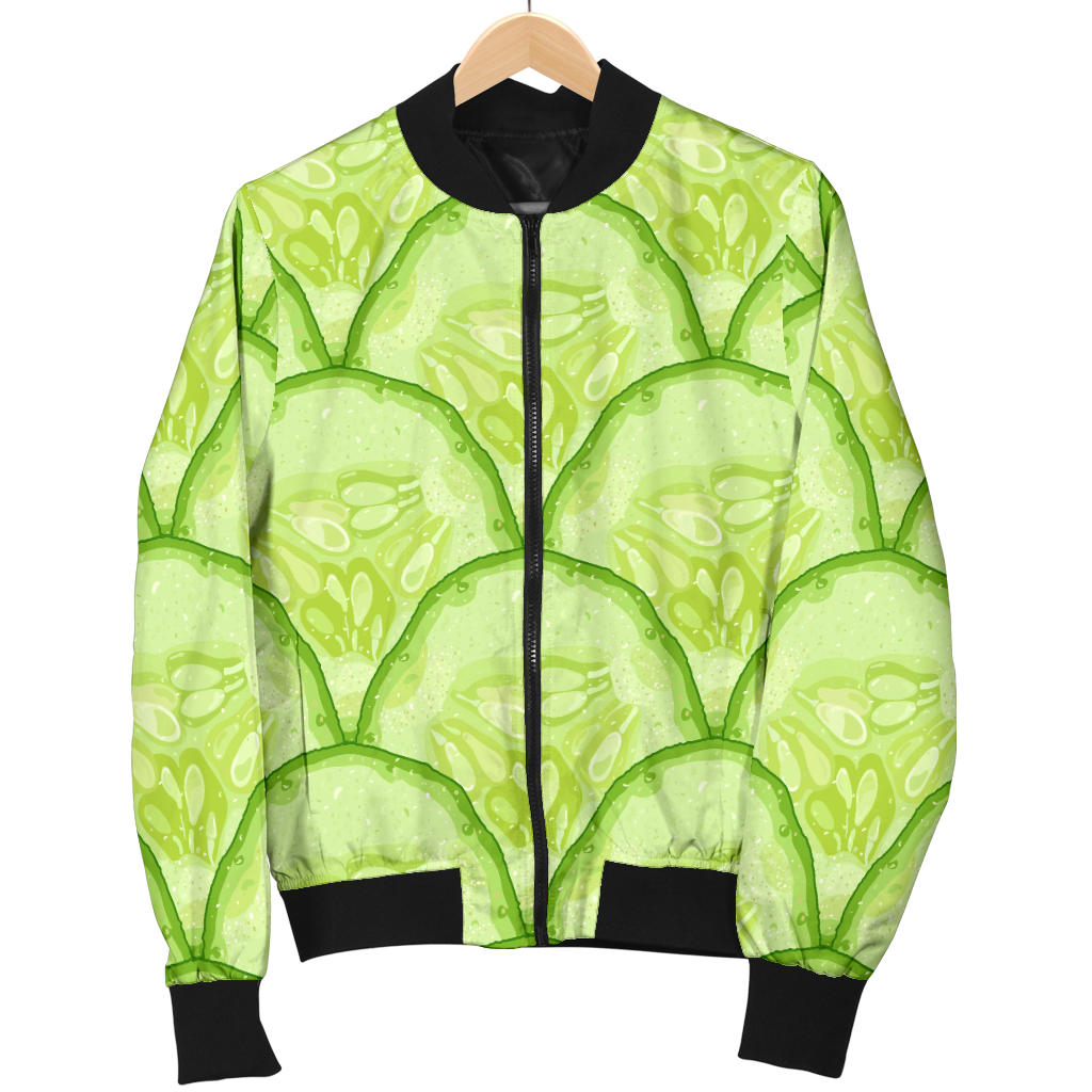 Cucumber Pattern Print Design CC04 Women Bomber Jacket