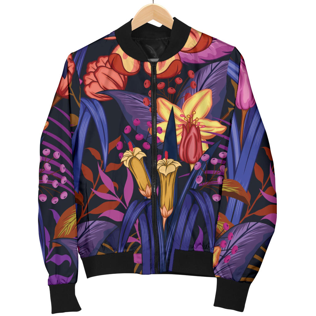 Lily Pattern Print Design LY016 Women Bomber Jacket