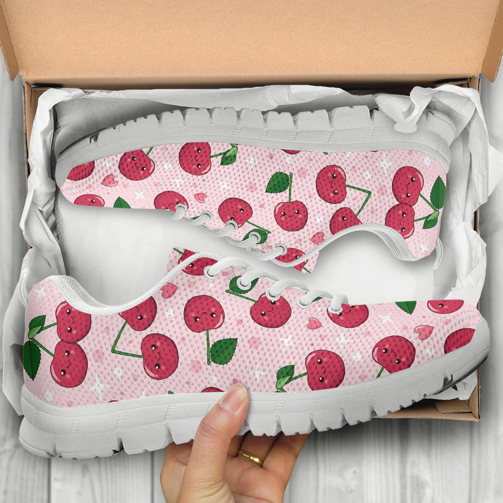 Cherry Pattern Print Design CH02 Sneakers White Bottom Shoes