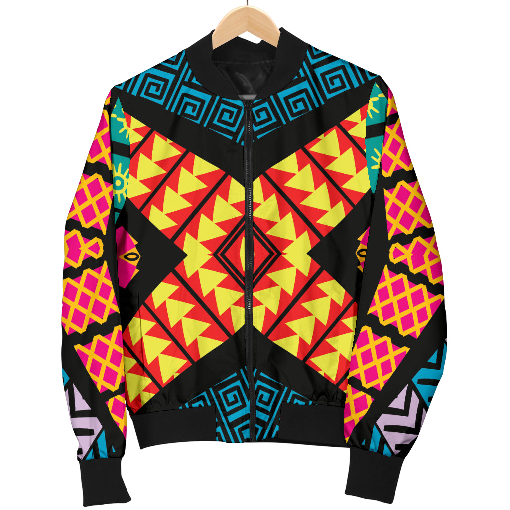 Kaleidoscope Pattern Print Design 05 Women's Bomber Jacket