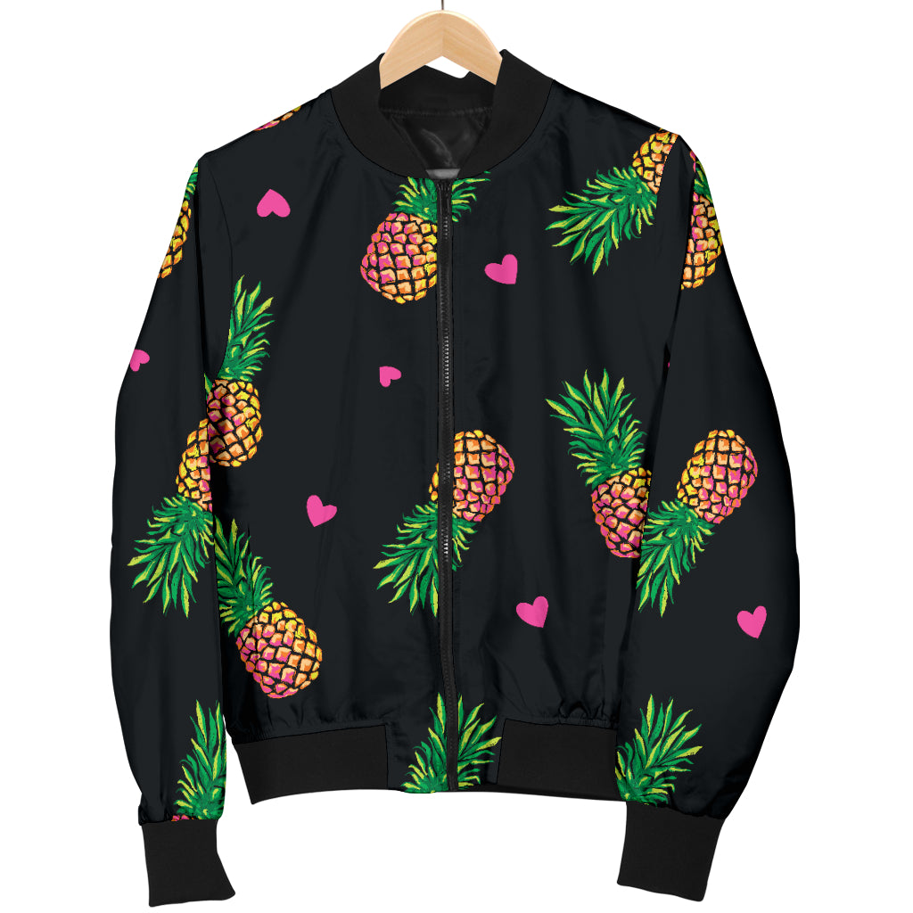 Neon Pineapple Pattern Print Design A04 Women's Bomber Jacket