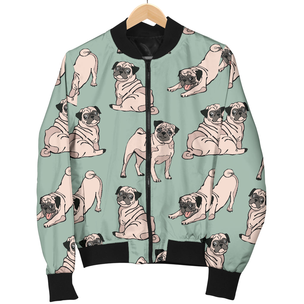 Pug Pattern Print Design A01 Women's Bomber Jacket