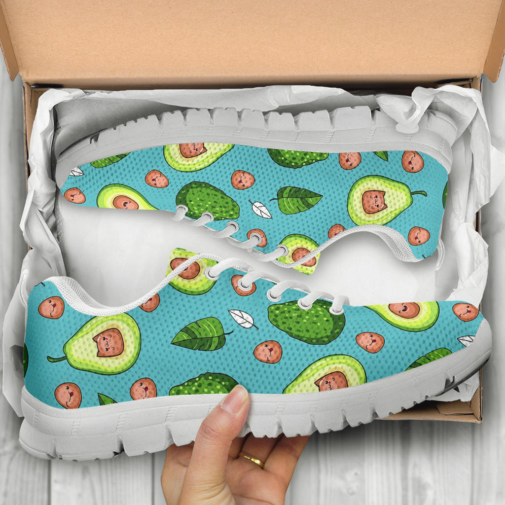 Avocado Pattern Print Design AC05 Sneakers White Bottom Shoes