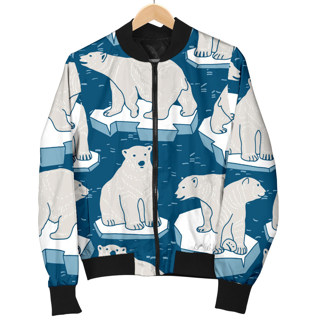 Polar Bear Pattern Print Design PB03 Men Bomber Jacket