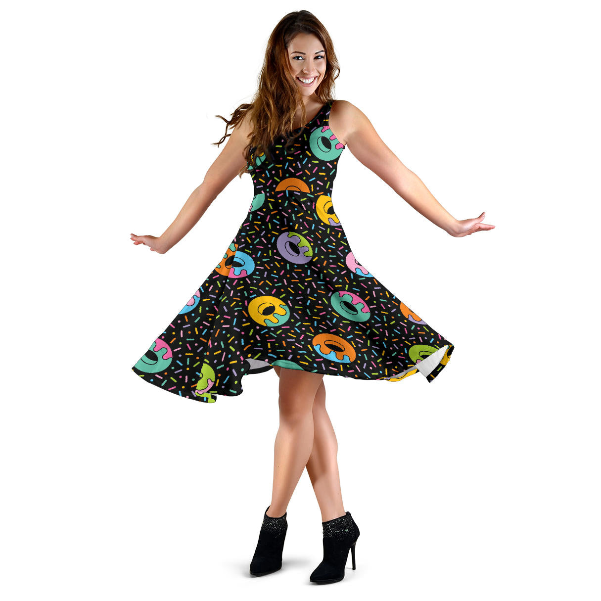 Donut Pattern Print Design DN012 Midi Dress