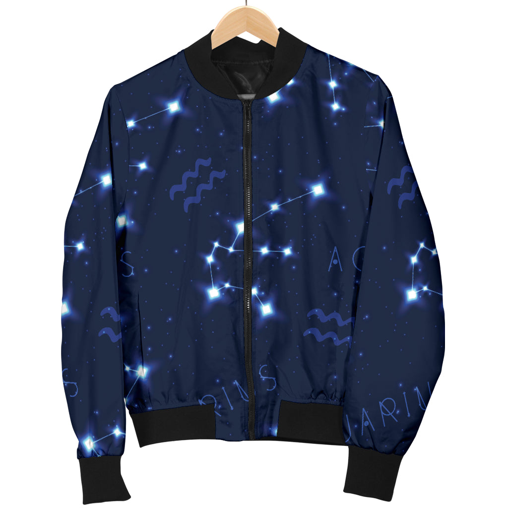 Aquarius Zodiac Pattern Print Design 02 Women's Bomber Jacket