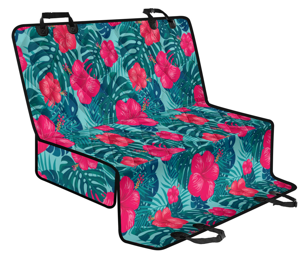 Red Hibiscus Pattern Print Design HB017 Rear Dog Seat Cover