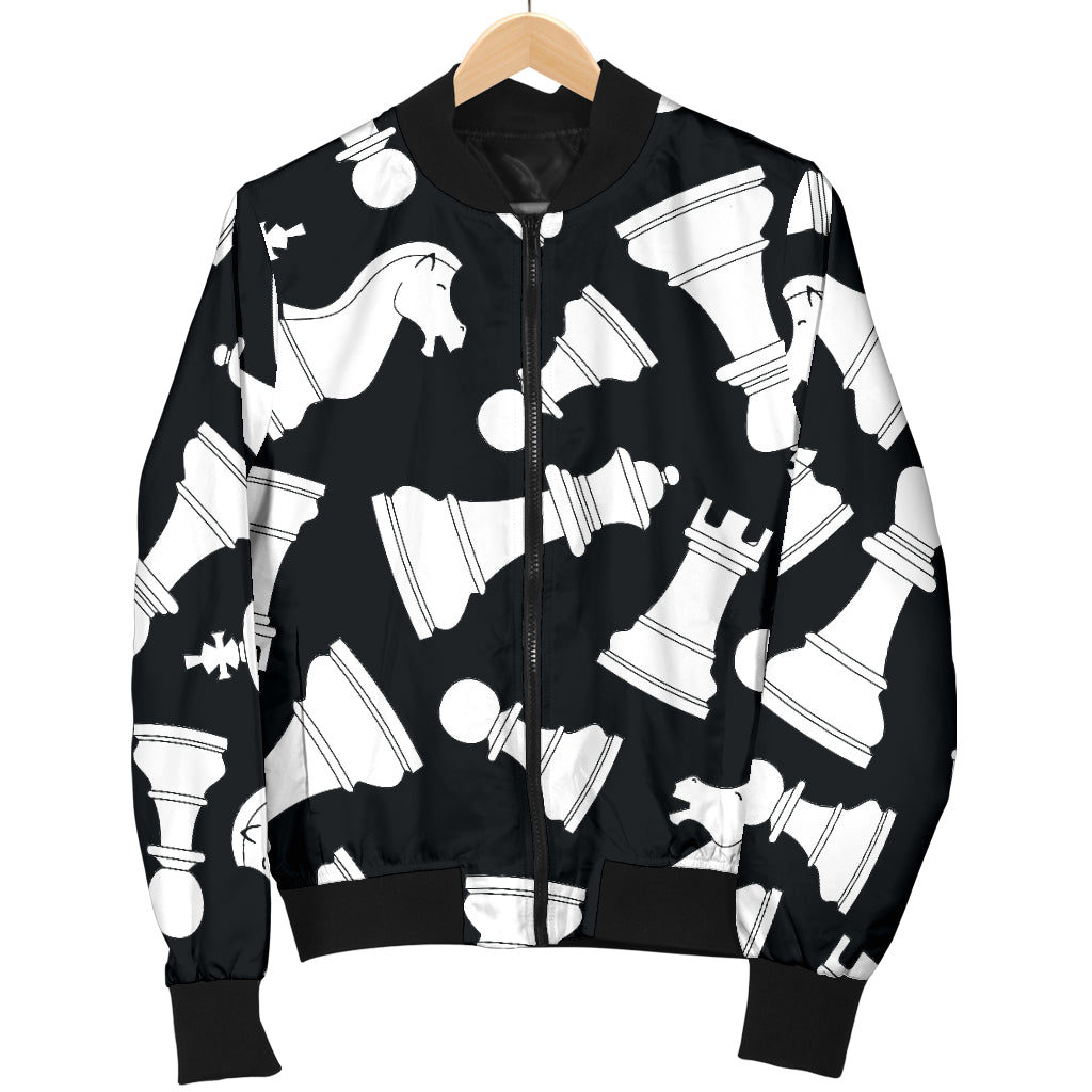 Chess Pattern Print Design 01 Women's Bomber Jacket