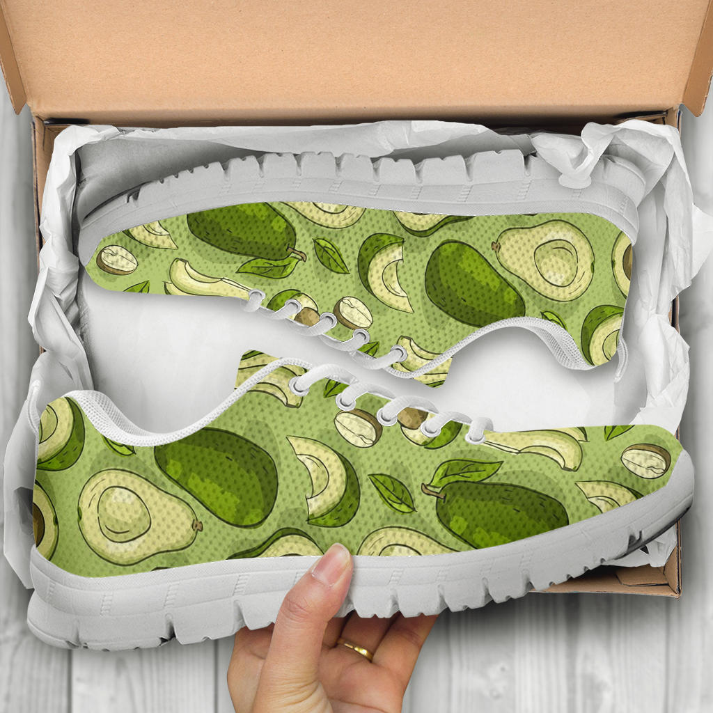 Avocado Pattern Print Design AC03 Sneakers White Bottom Shoes