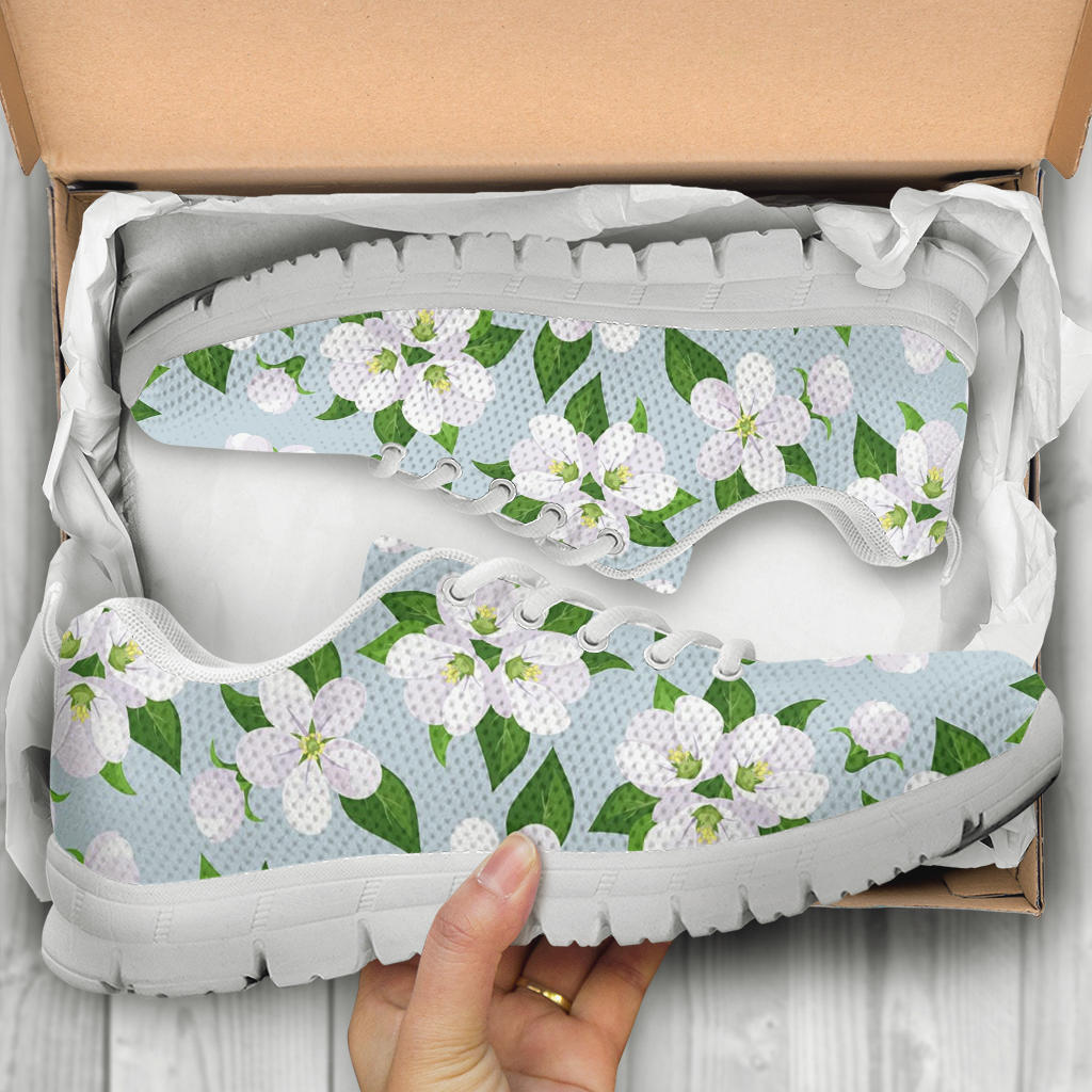Apple blossom Pattern Print Design AB04 Sneakers White Bottom Shoes