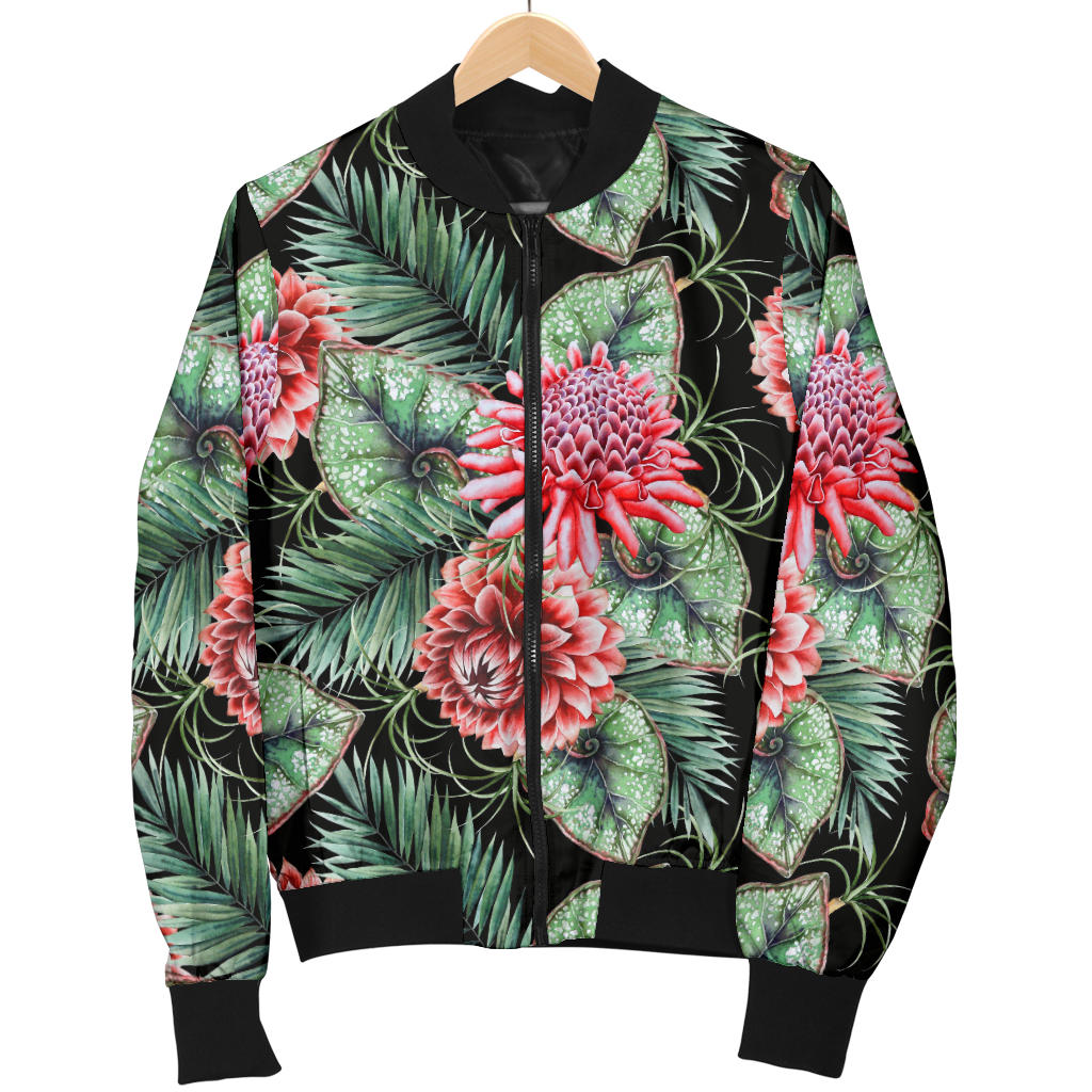 Dahlia Pattern Print Design DH06 Women Bomber Jacket