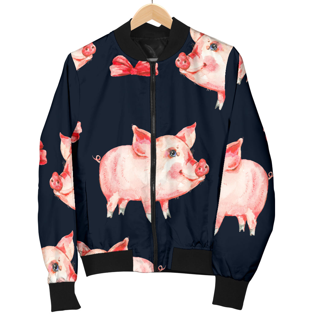 Pig Cute Pattern Print Design 02 Women's Bomber Jacket