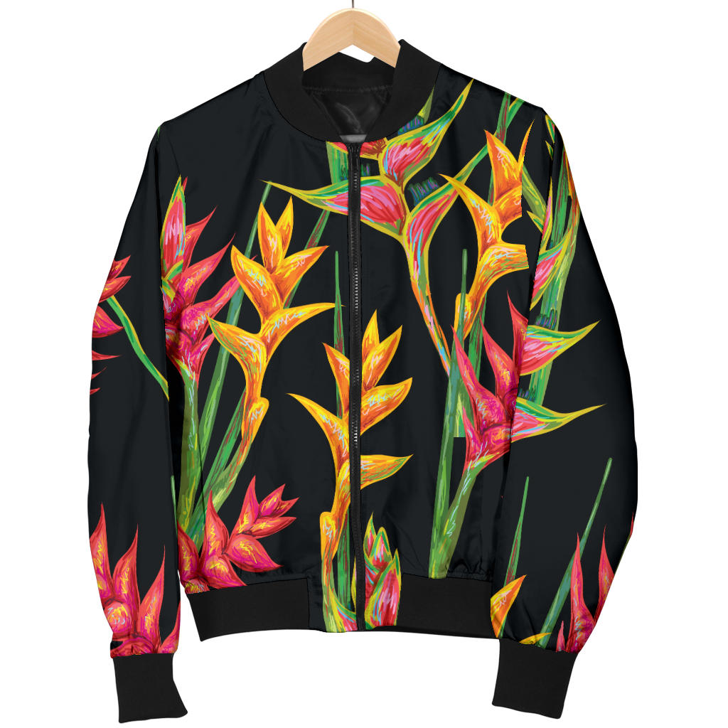 Heliconia Pattern Print Design HL01 Women Bomber Jacket