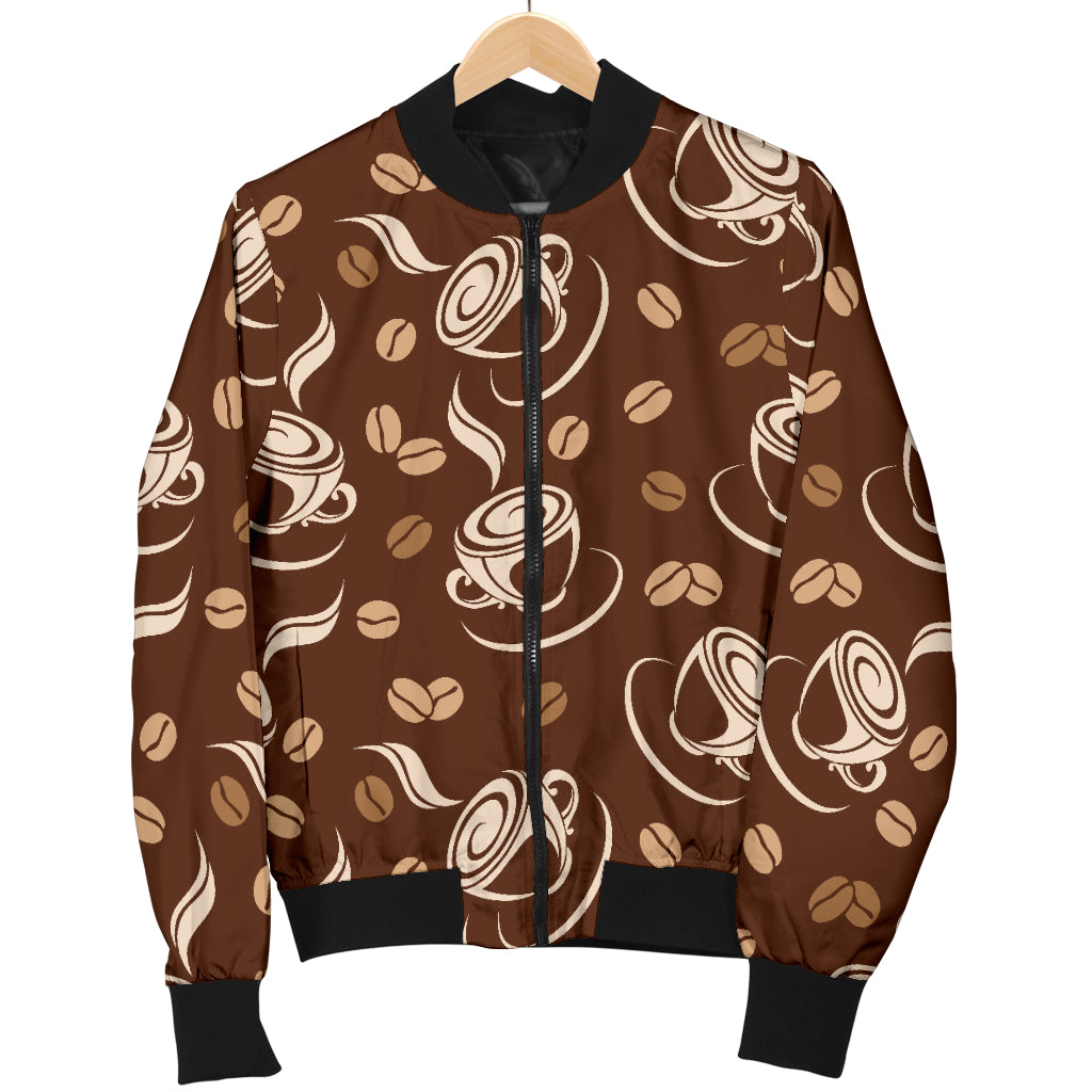 Coffee Pattern Print Design 03 Women's Bomber Jacket
