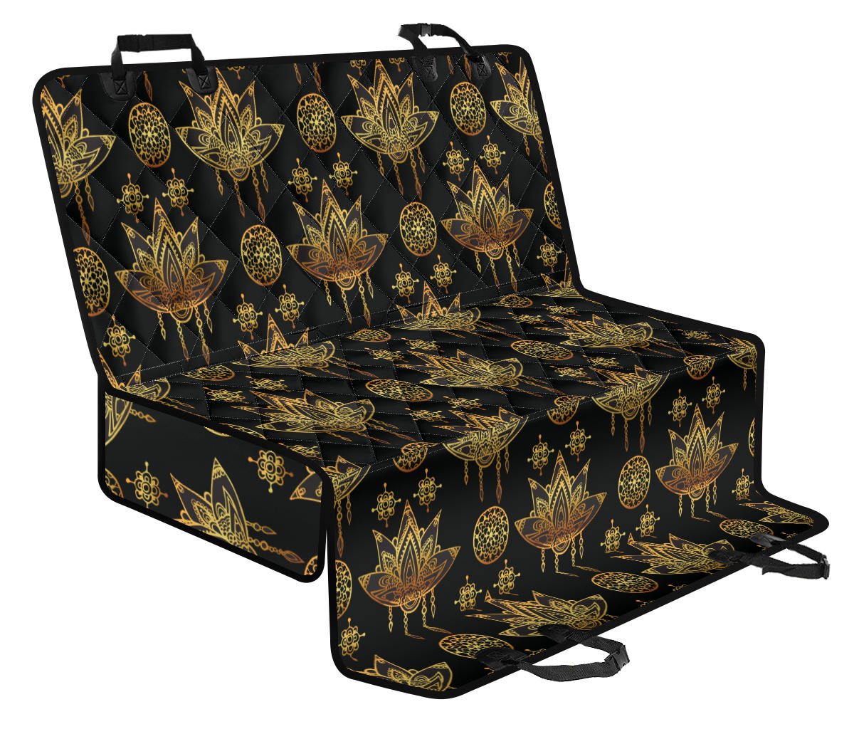 Lotus Boho Pattern Print Design LO03 Rear Dog Seat Cover