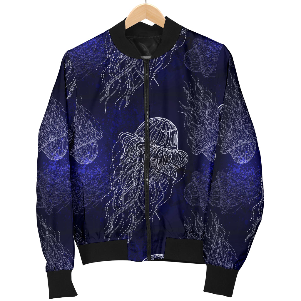 Jellyfish Pattern Print Design 02 Women's Bomber Jacket