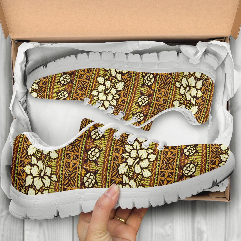 Hawaiian Themed Pattern Print Design H015 Sneakers White Bottom Shoes