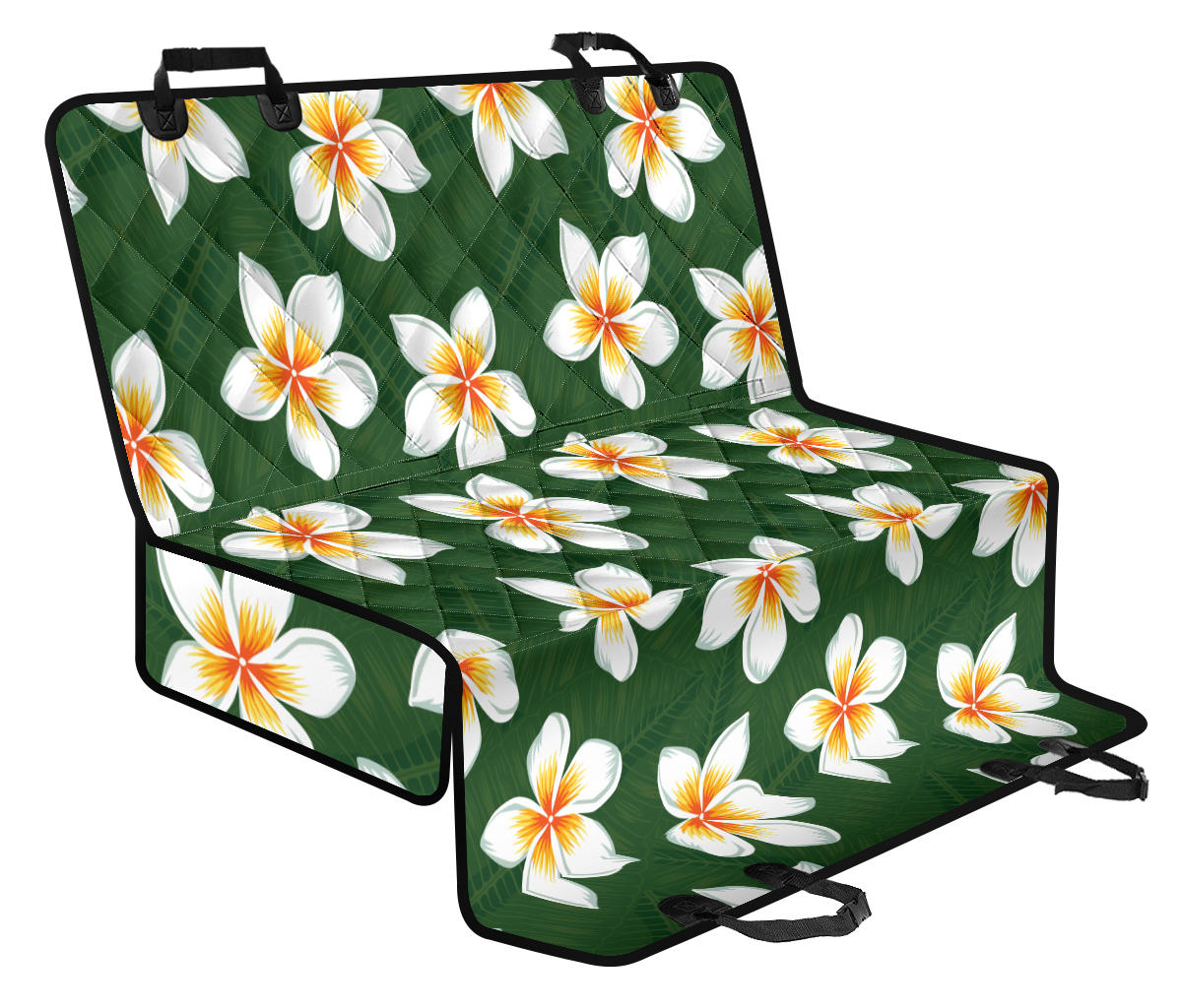 White Plumeria Pattern Print Design PM020 Rear Dog Seat Cover