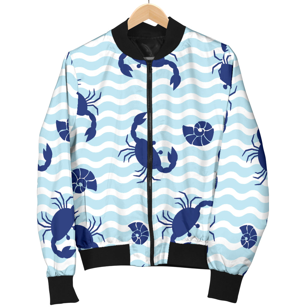 Crab Pattern Print Design 04 Women's Bomber Jacket