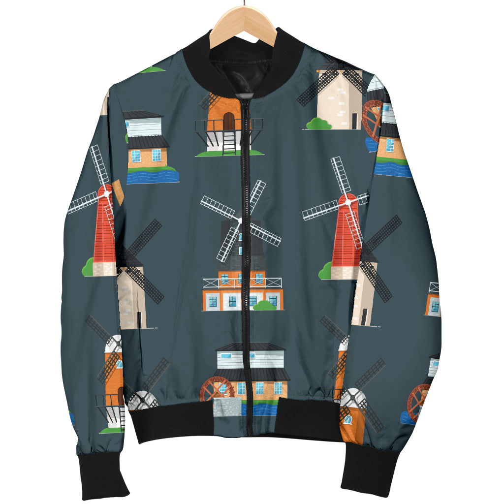 Windmill Pattern Print Design 04 Women's Bomber Jacket