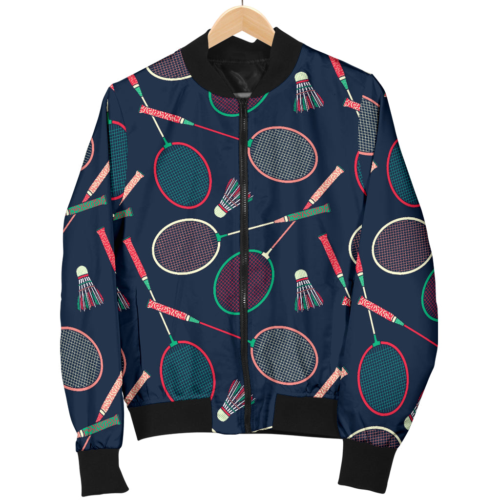 Badminton Pattern Print Design 03 Women's Bomber Jacket