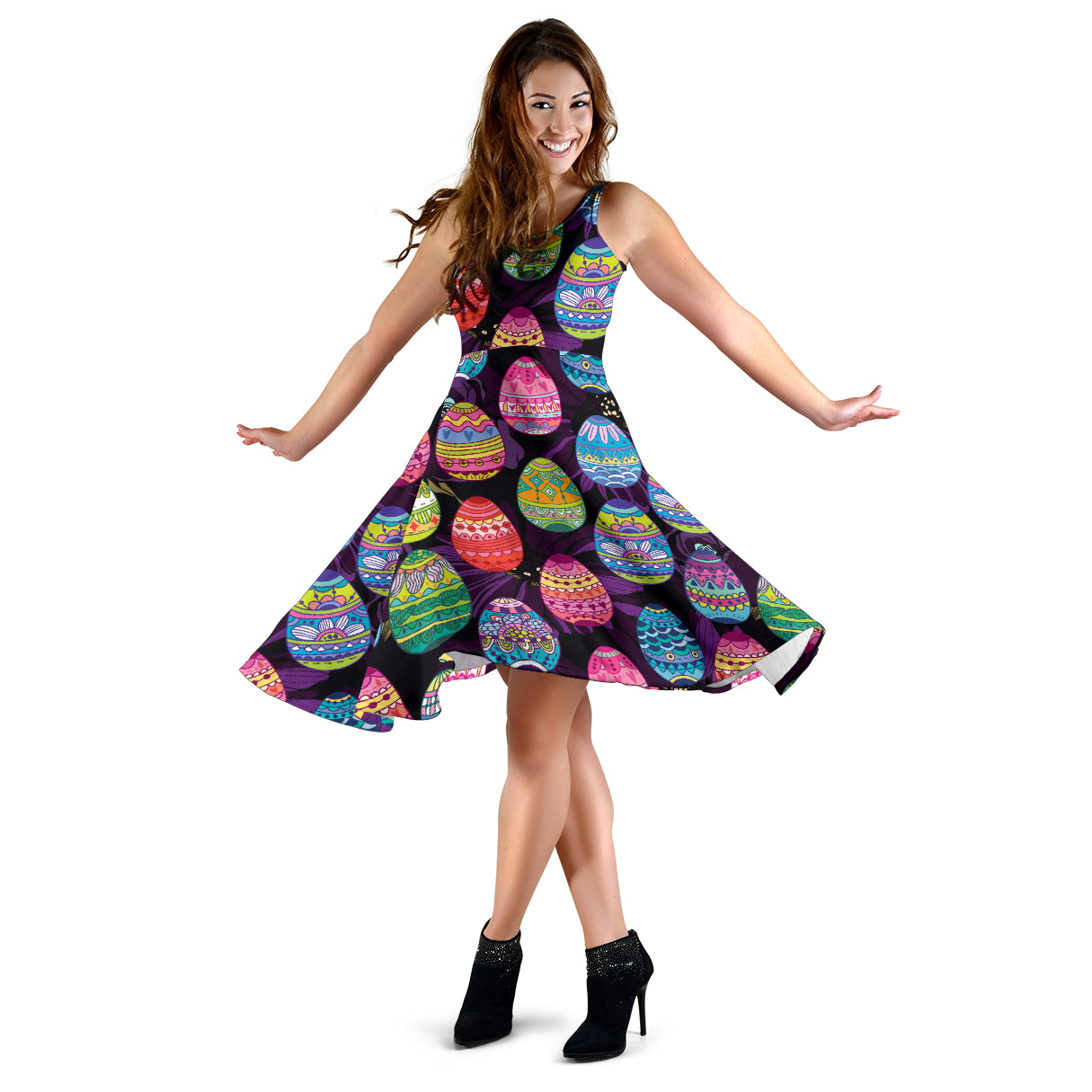 Easter Eggs Pattern Print Design RB08 Midi Dress
