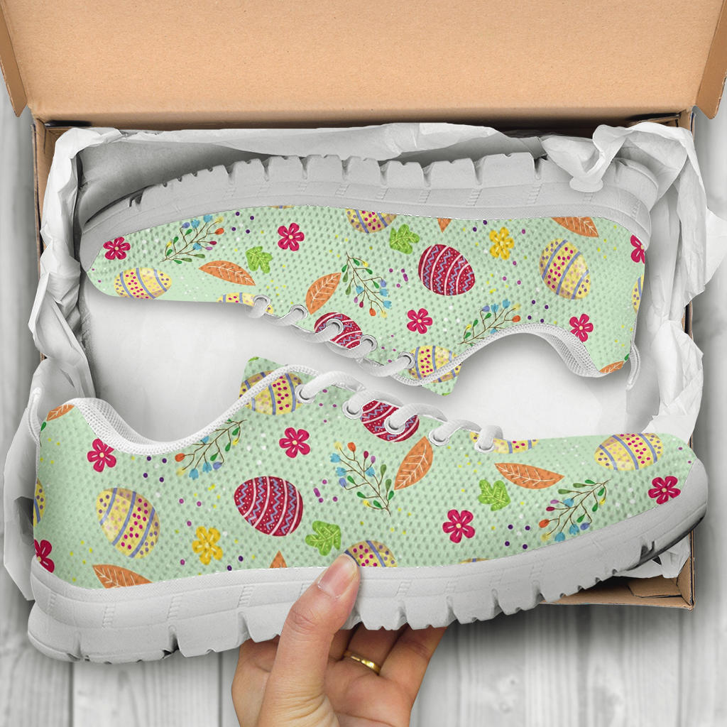 Easter Eggs Pattern Print Design RB07 Sneakers White Bottom Shoes