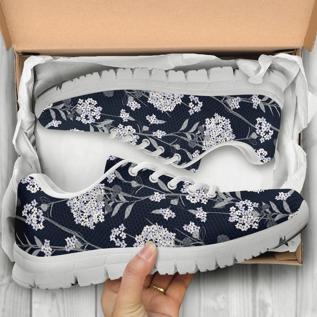 Hydrangea Pattern Print Design HD07 Sneakers White Bottom Shoes