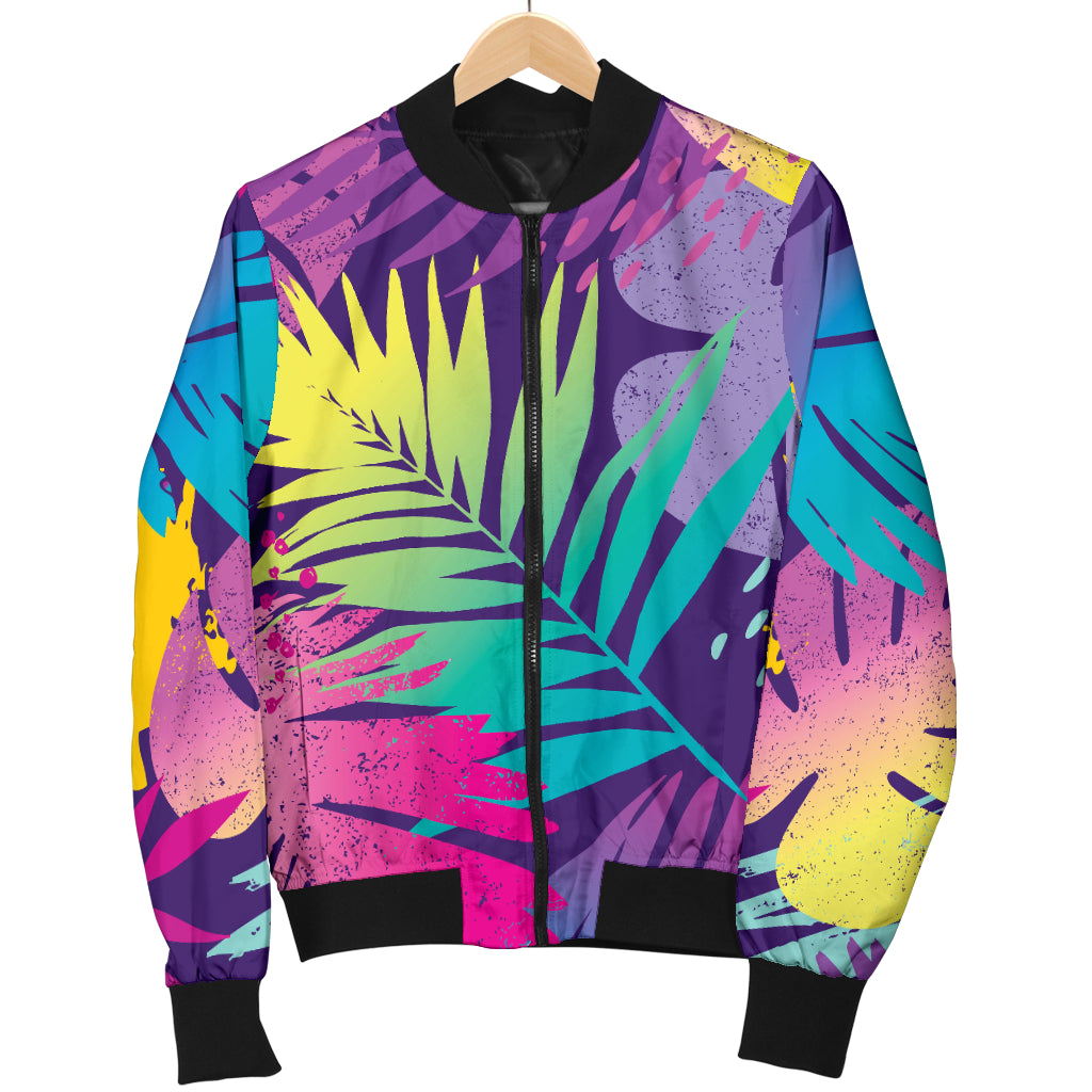 Palm Leaf Pattern Print Design A04 Women's Bomber Jacket