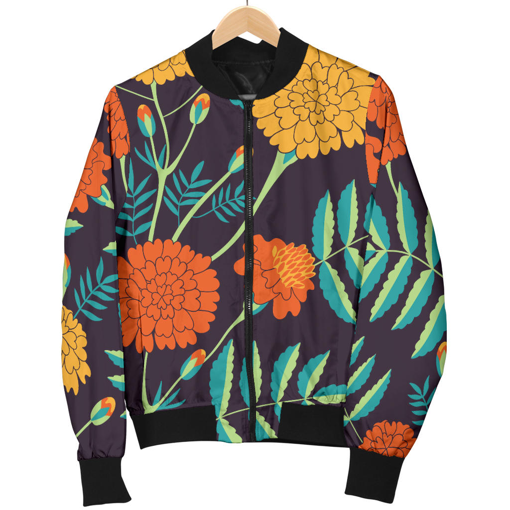 Marigold Pattern Print Design MR01 Men Bomber Jacket