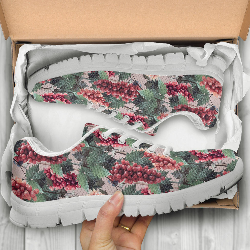 Grape Pattern Print Design GP01 Sneakers White Bottom Shoes